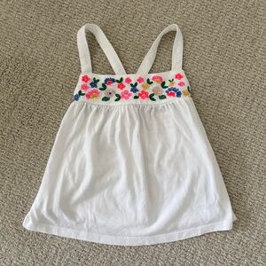 Mini Boden Sz 5-6 Girls Cross Back Embroidered Floral Tank Top